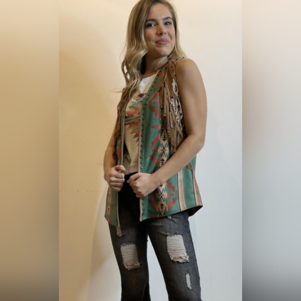 Aztec Fringe Vest